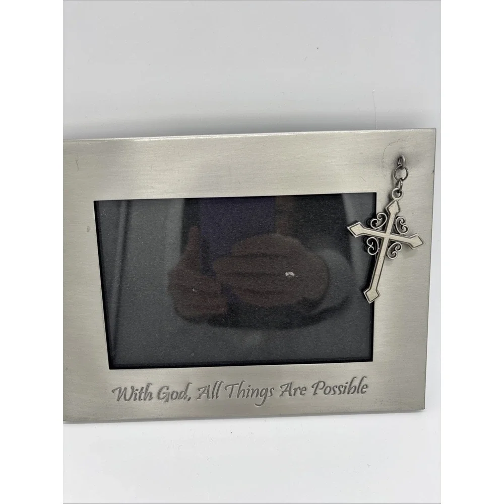Felco 4 X 6 Silver Picture Frame Religious  With God All Things Are Possible